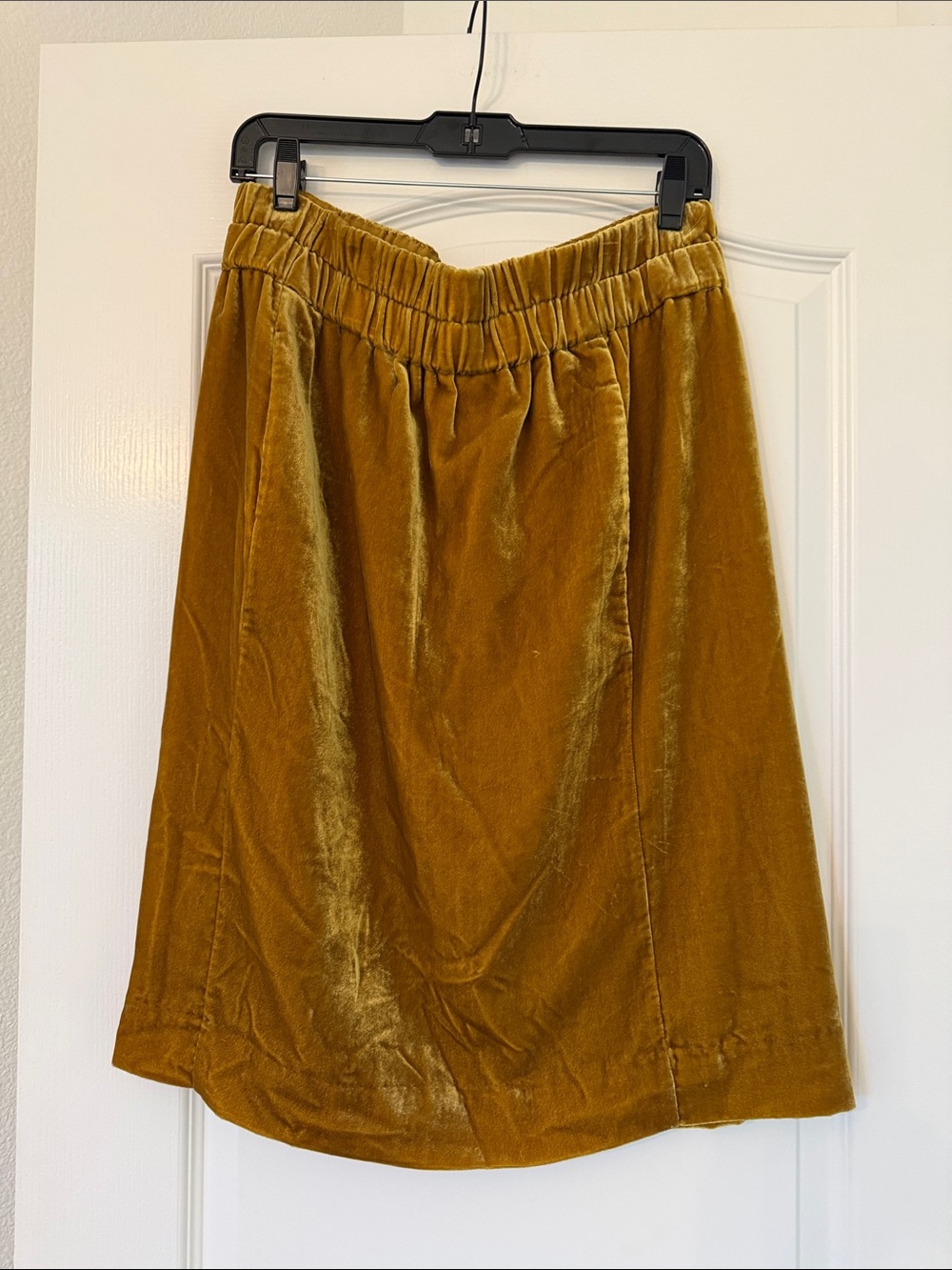 J Crew Velvet Elastic-Waist Pencil Skirt - Mustard